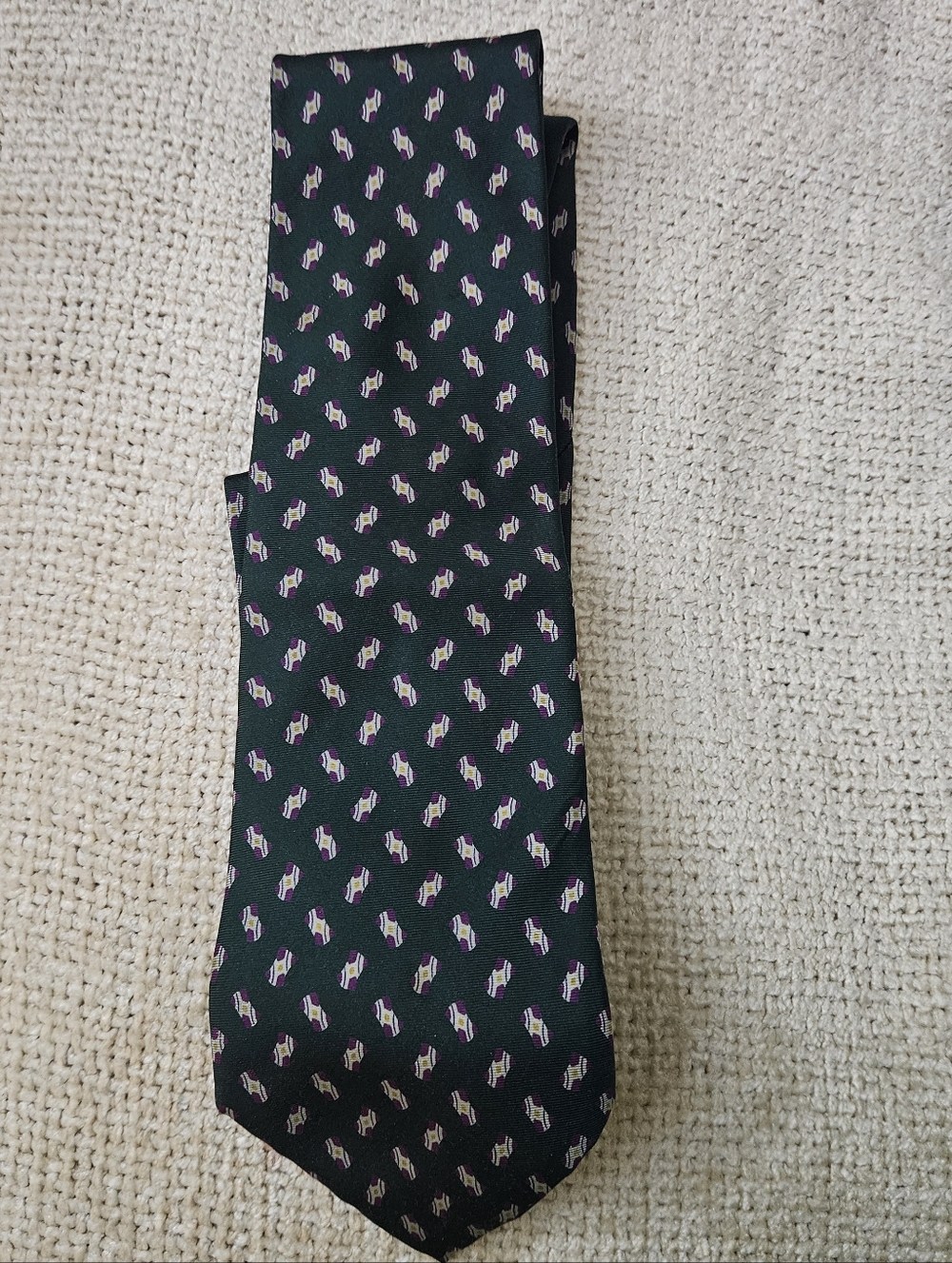 Christian Dior Monsieur Green Patterned Silk Men's Tie. ~Vintage